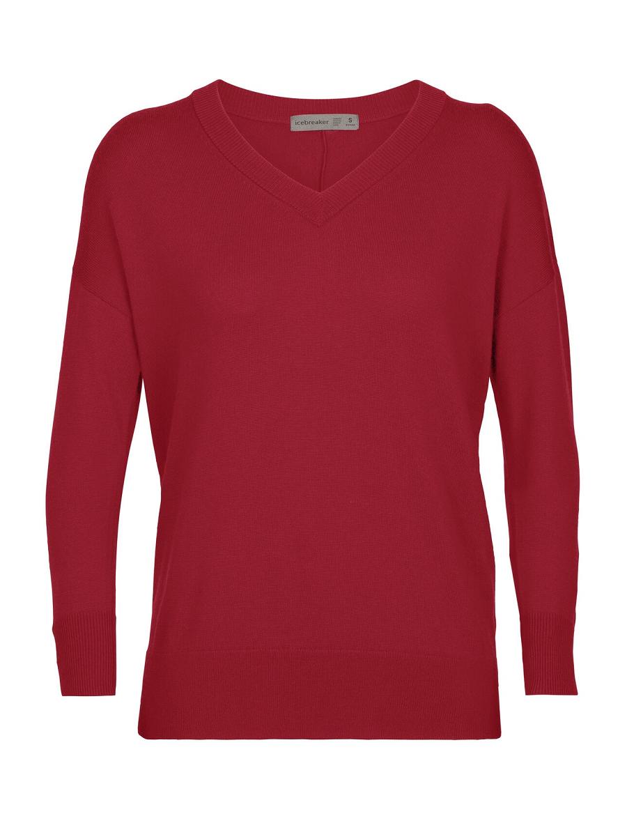 Chandails Icebreaker Merino Shearer V Neck Femme Rose | FR 1628MQZA